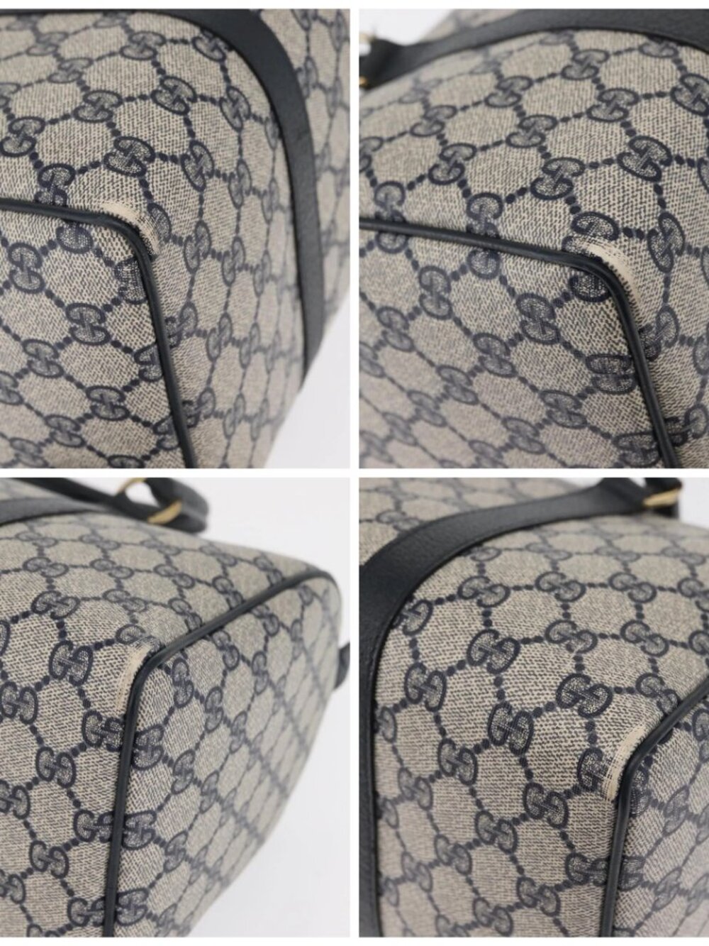 GUCCI GG Supreme Boston Bag PVC Navy Gold 002 39 6842 Auth 163068 - Picture 14 of 16